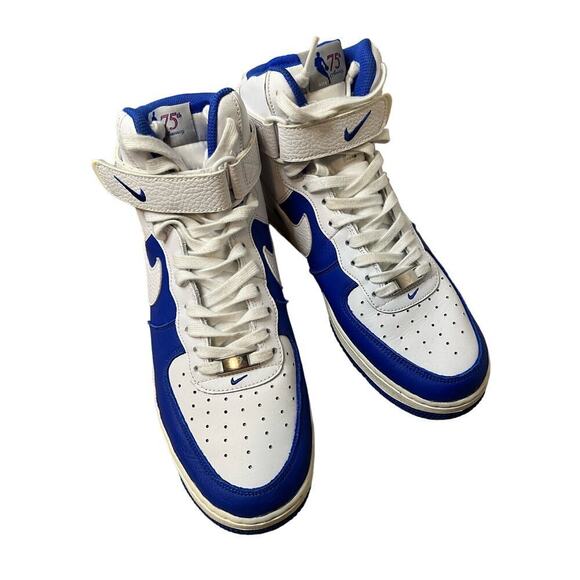 Nike Air Force 1 NBA 75th Anniversary White Blue Sneakers Sz 11 L - Picture 2 of 14